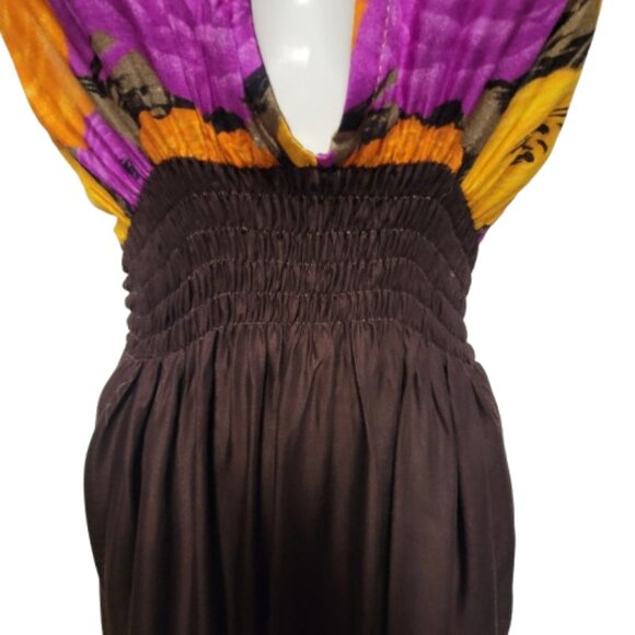 Halter Colorful Dress Summer Halter Dress in Purple and Orange Floral Print - Picture 6 of 16